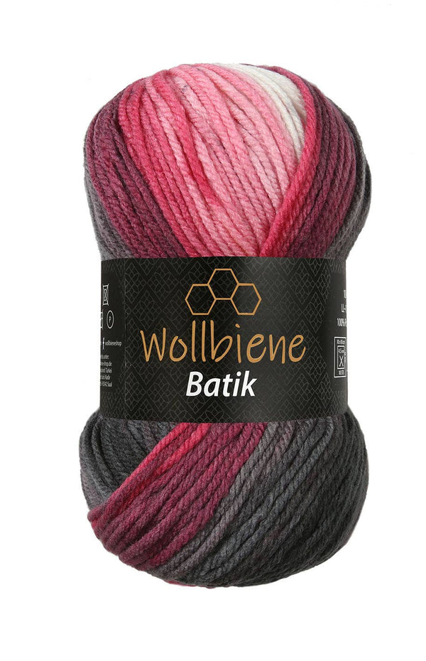 woolen bee batik gradient wool knitting wool: 5100 gray berry white