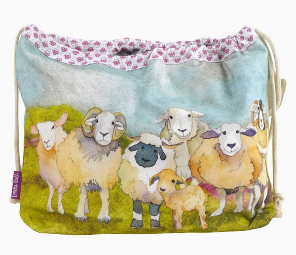 Felted Sheep Drawstring Bag