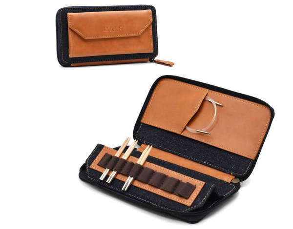 Lykke Oxford - Denim & Vegan Leather 3.5" CASE w/Zipper Closure