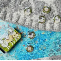 Emma Ball Felted Sheep Stich Markers in a Pocket Tin