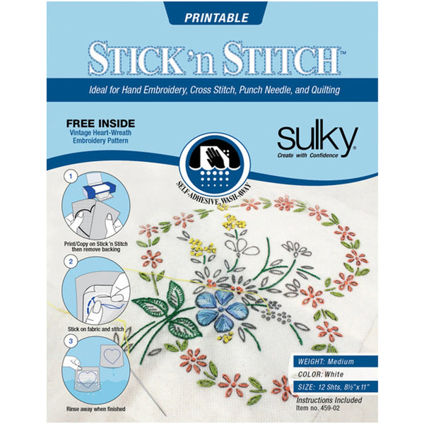 Sulky Stick'n Stitch  Adhesive Printable Wash Away Stabilzer