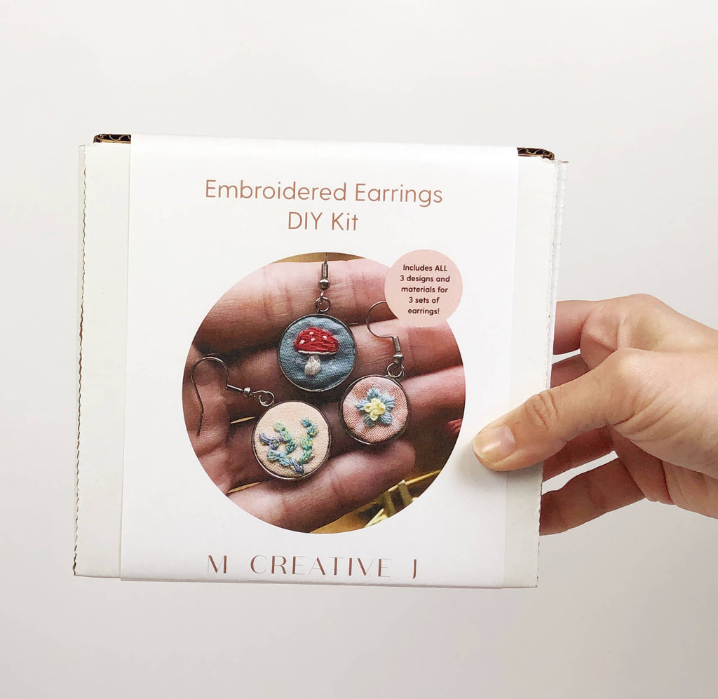 MCreativeJ - Embroidered Earrings - Beginner DIY Craft Kit