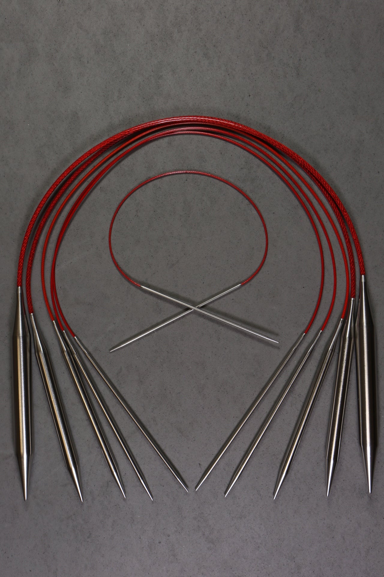 Red Lace Stainless Steel Circular Knitting Needles 40 Size 6/4mm